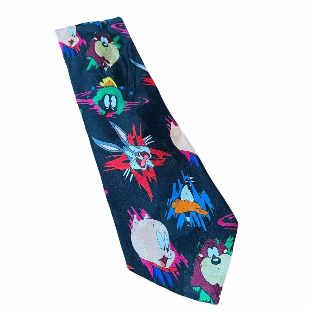Vtg Looney Tunes Mania Tie Faces & Paint Splatter